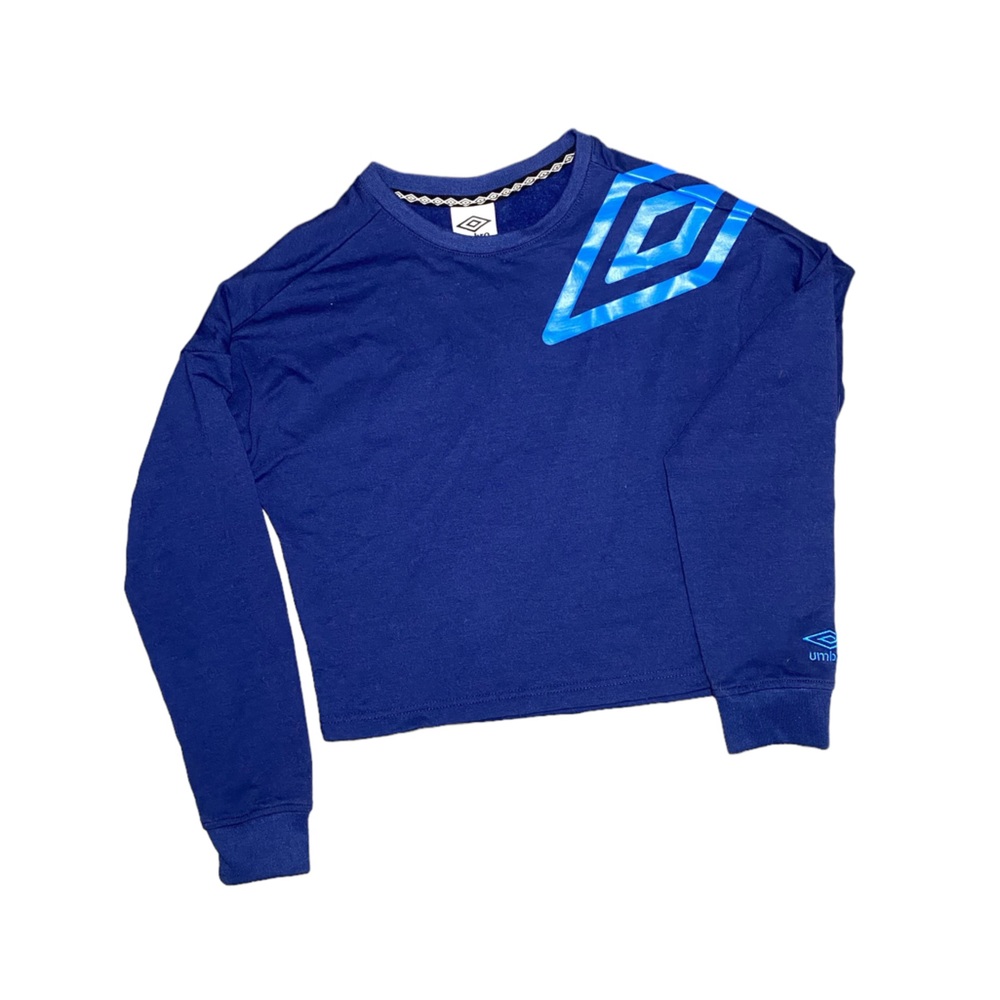 Women's UMBRO French Terry Sweatshirt | SizeS | Navy Blue | Cropped Cotton Blend